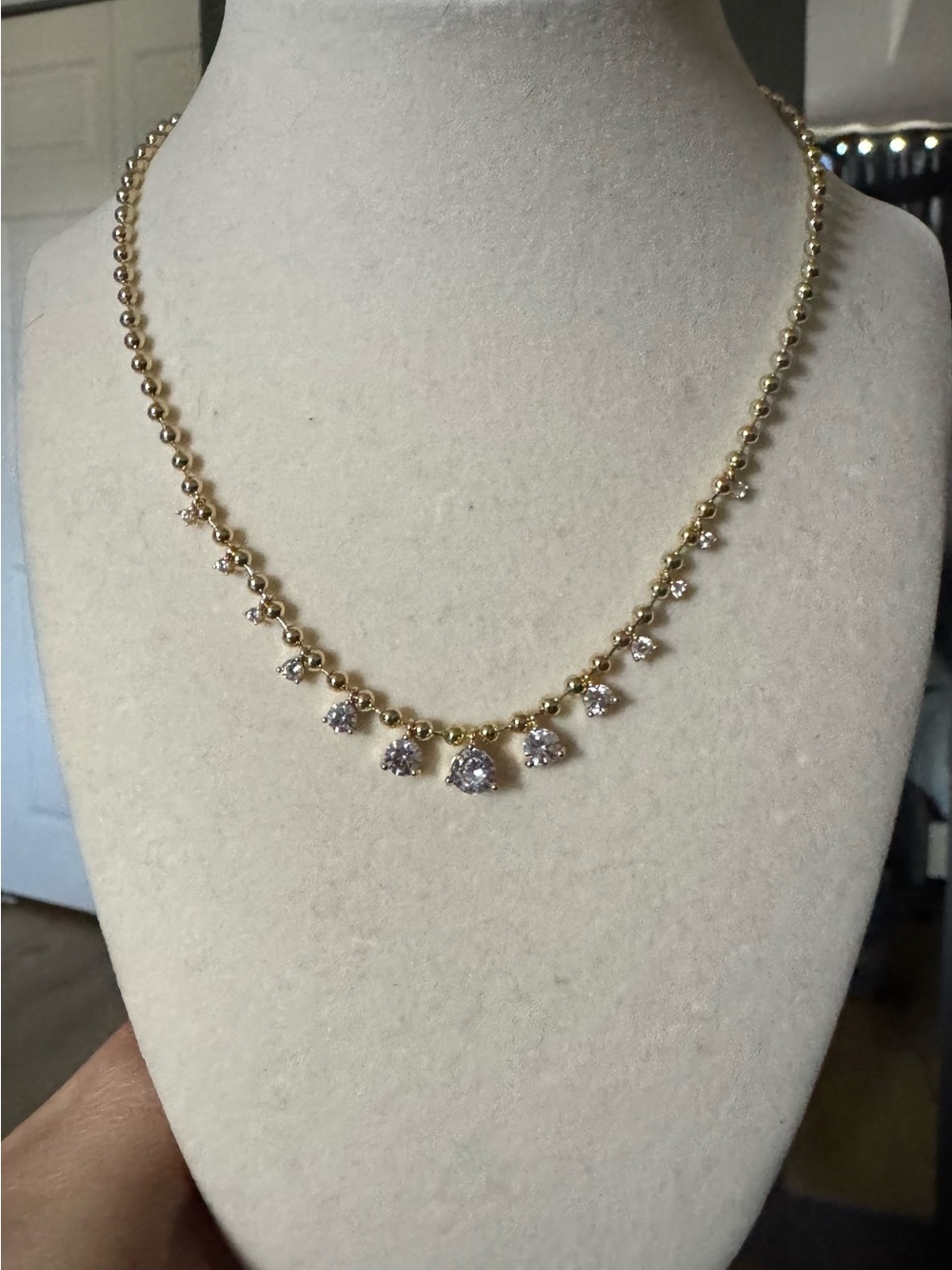 Gold-Tone Cubic Zirconia Drop Necklace - Elegant Sparkle